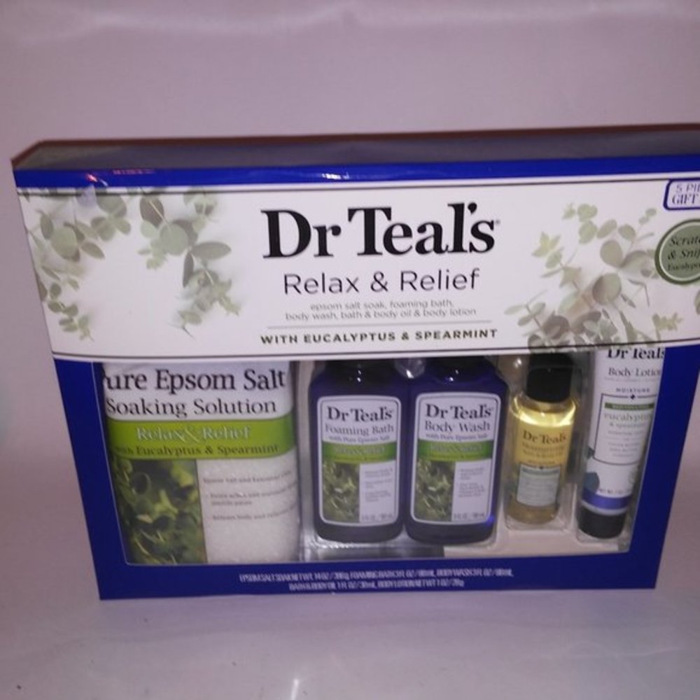 Dr Teal's Sooth & Sleep Bath Gift‎ Set 5 Piece Eucalyptus & Spearmint Epson Salt - Picture 2 of 7